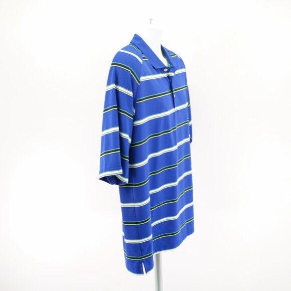 DAMAGED‎ Bolle Golf Tech Blue Green Striped Large Polo Shirt Short Sleeve - Picture 7 of 9